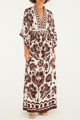 VESTIDO LONGO MANGA FLORAL ARABESQUE 342516 FARM RIO