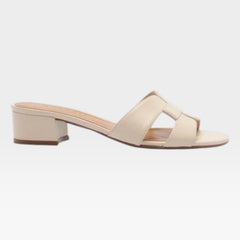 MULE OFF WHITE COURO SALTO BLOCO A 03199 0246 0025 AREZZO