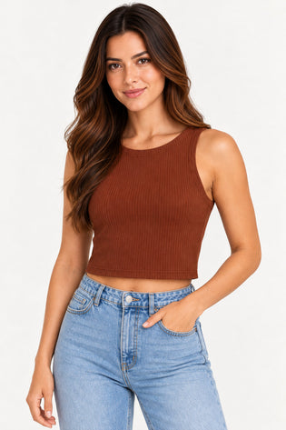 Caramelo | Blusa Cropped Canelado Malipa — lado