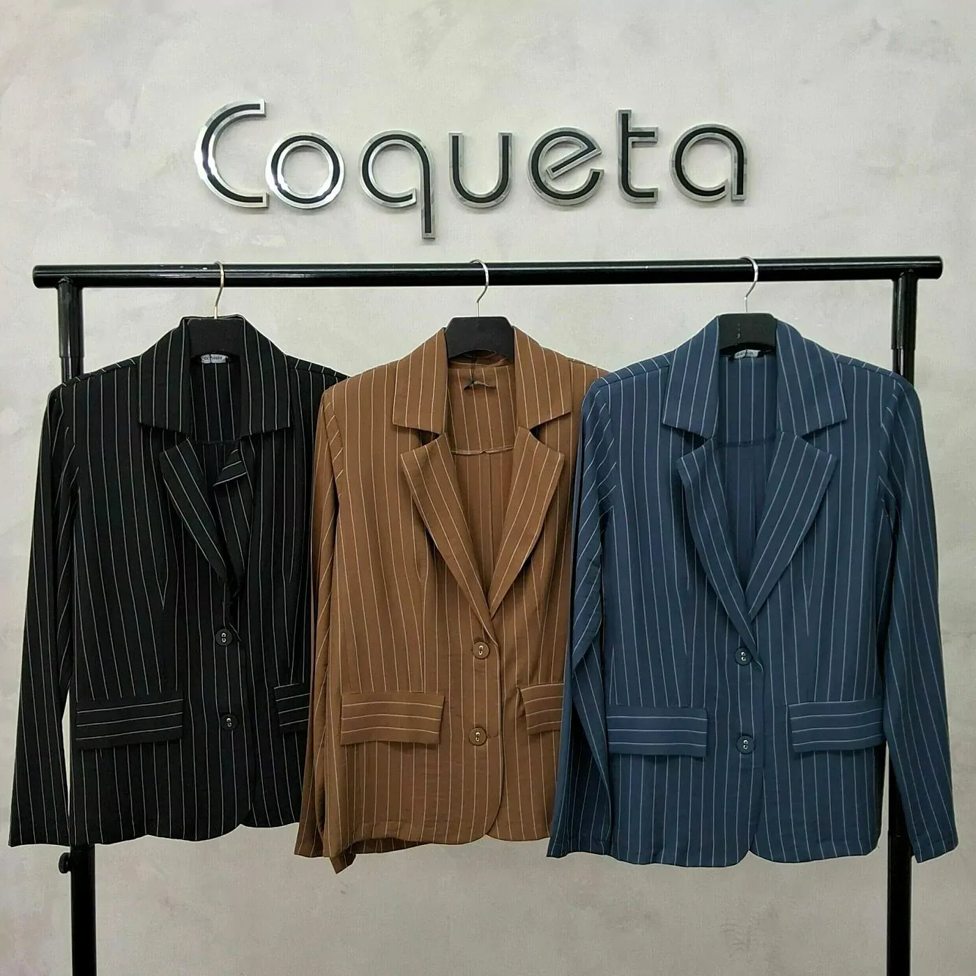 Look completo com blazer risca de giz B8671 Coqueta