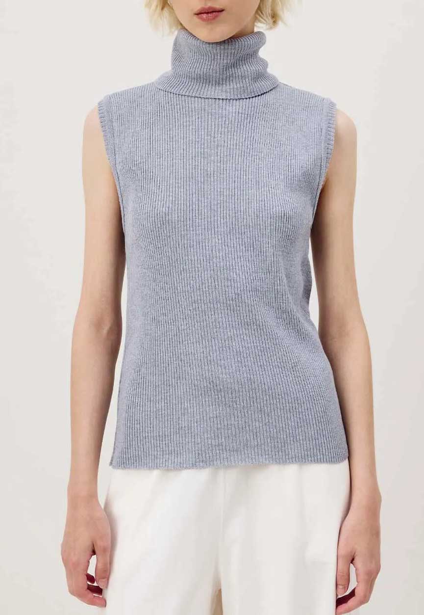 BLUSA REGATINHA GOLA ALTA TRICOT 105166 CACAY Imagem secundária do produto