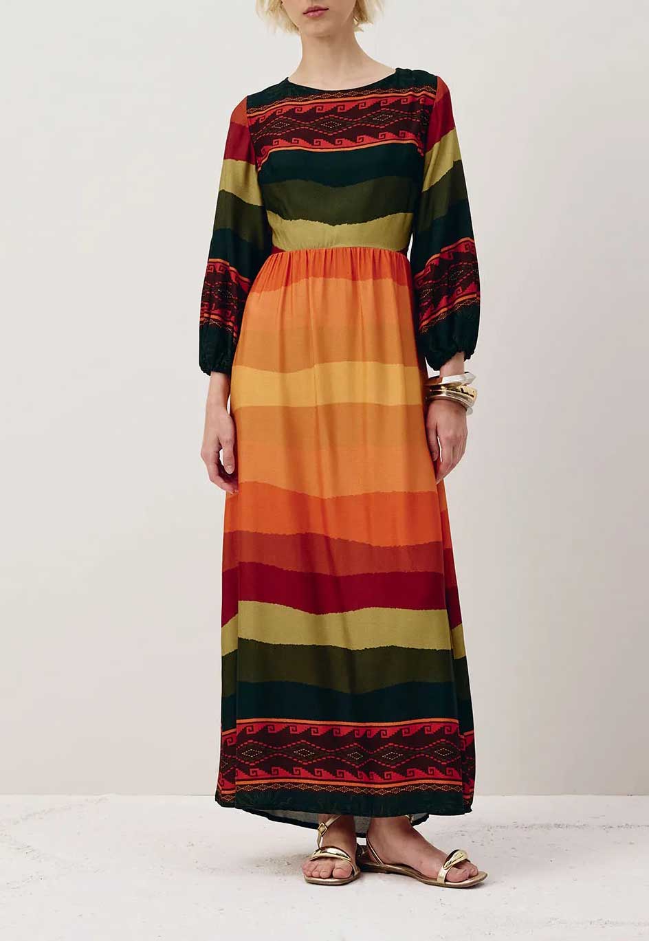 VESTIDO MIDI AMARRAÇÃO COSTAS ESTAMP 104850 CACAY