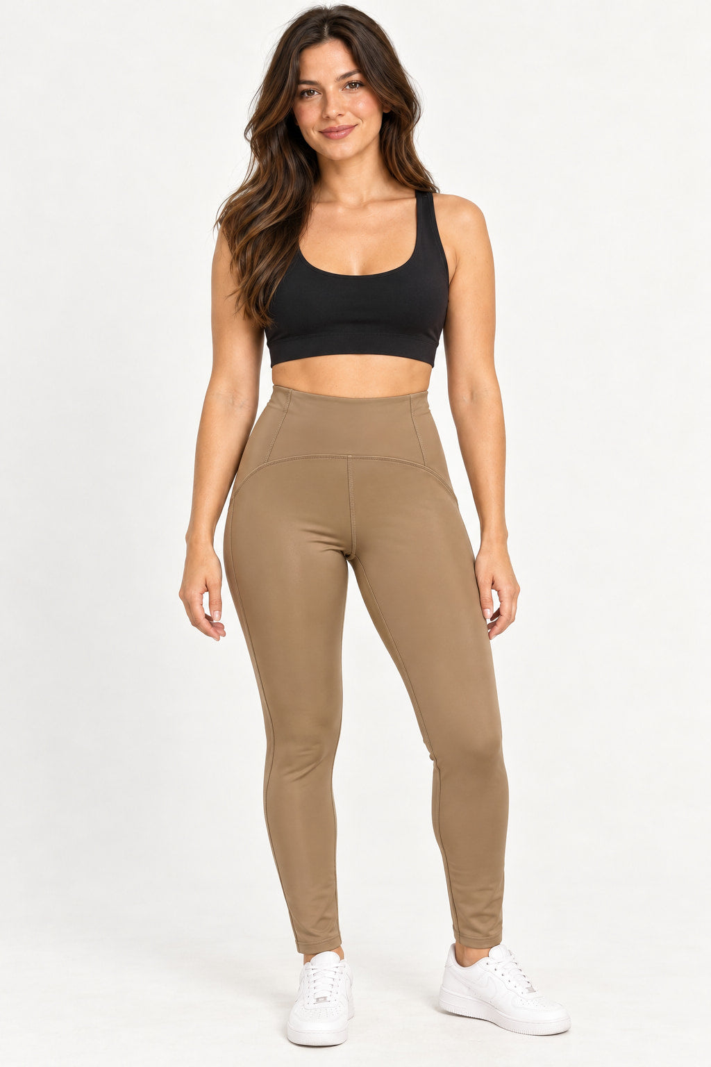Marrom | Calça Legging PU Skenn — frente
