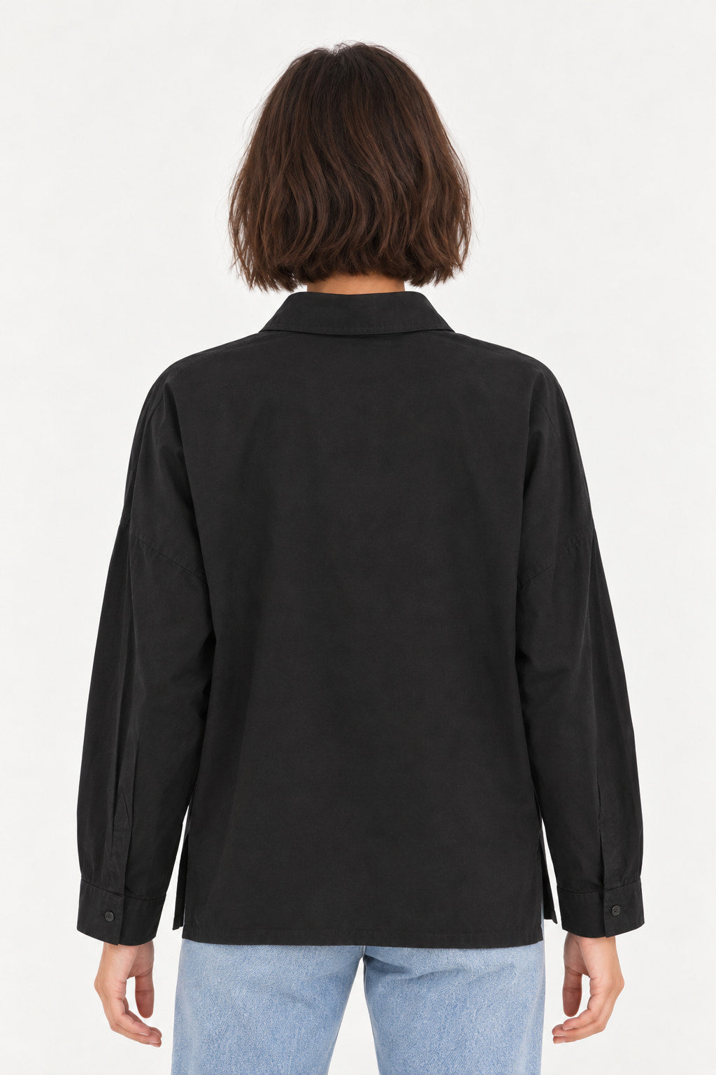 Preto | Camisa Linho Azul Royal Aishty — costas