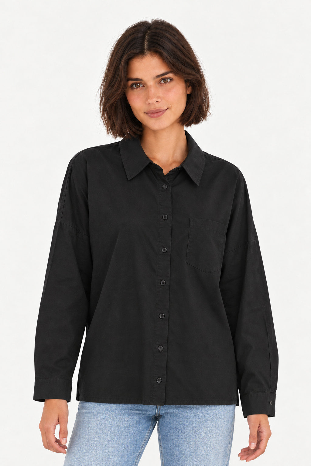 Preto | Camisa Linho Azul Royal Aishty — frente