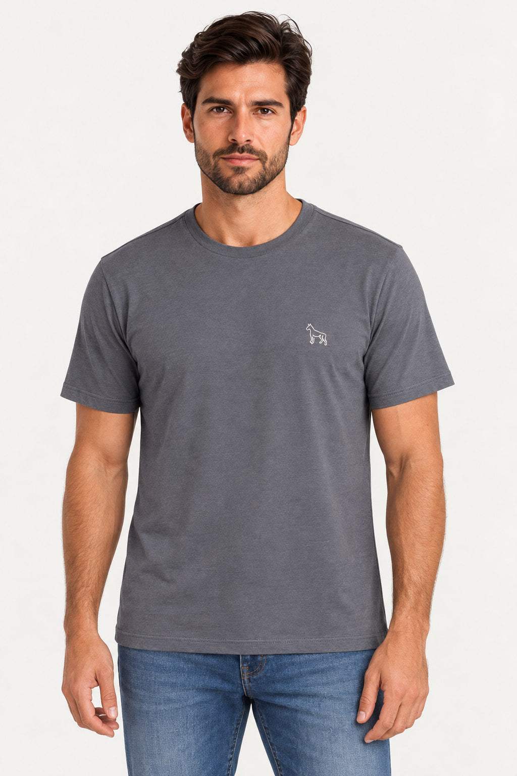 Cinza Escuro | Camiseta Masculina Manga Curta Básica Revanche — frente