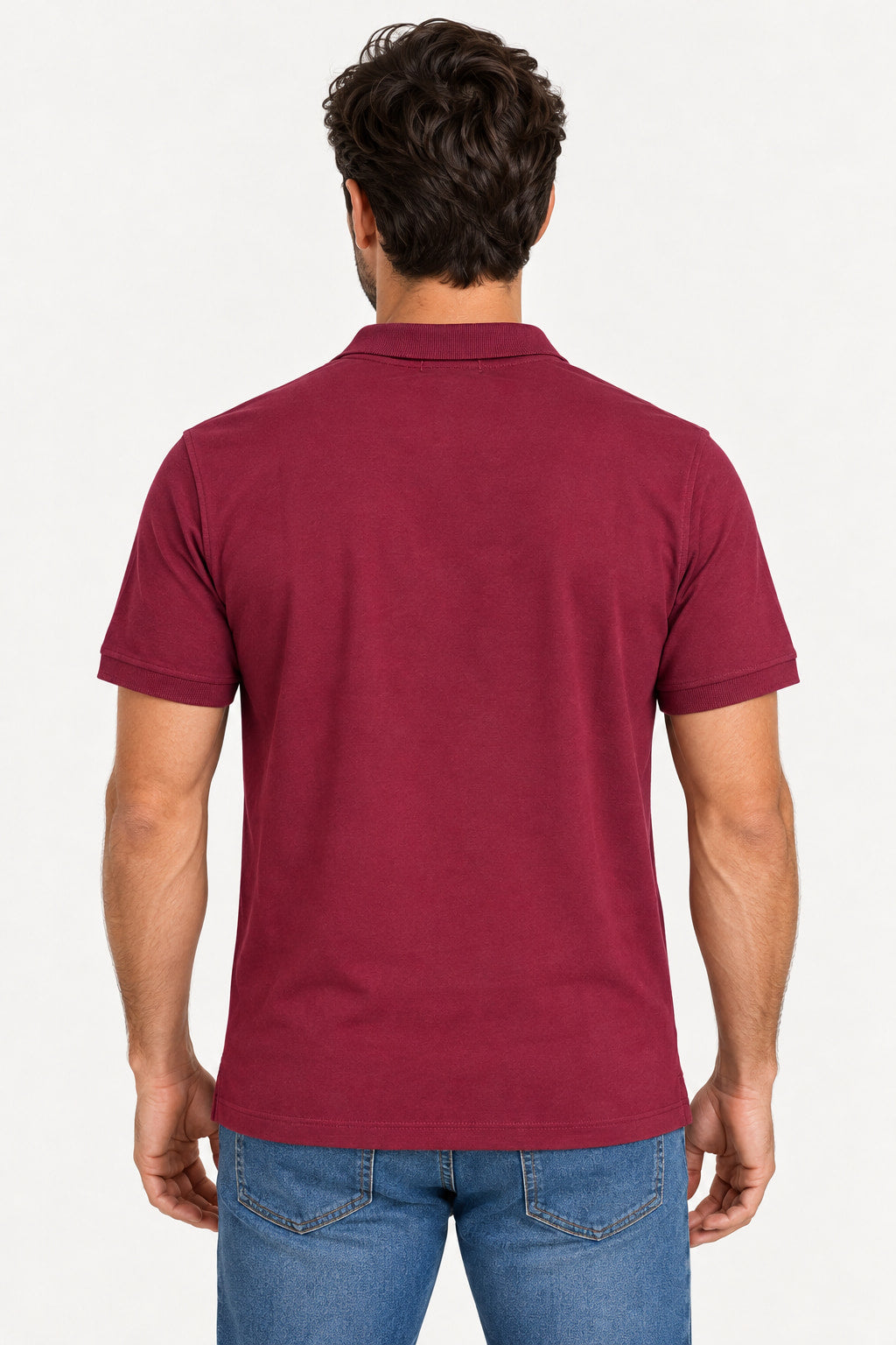 Vinho | Camiseta Masculina Polo Botão Piquet Gagnoa — costas