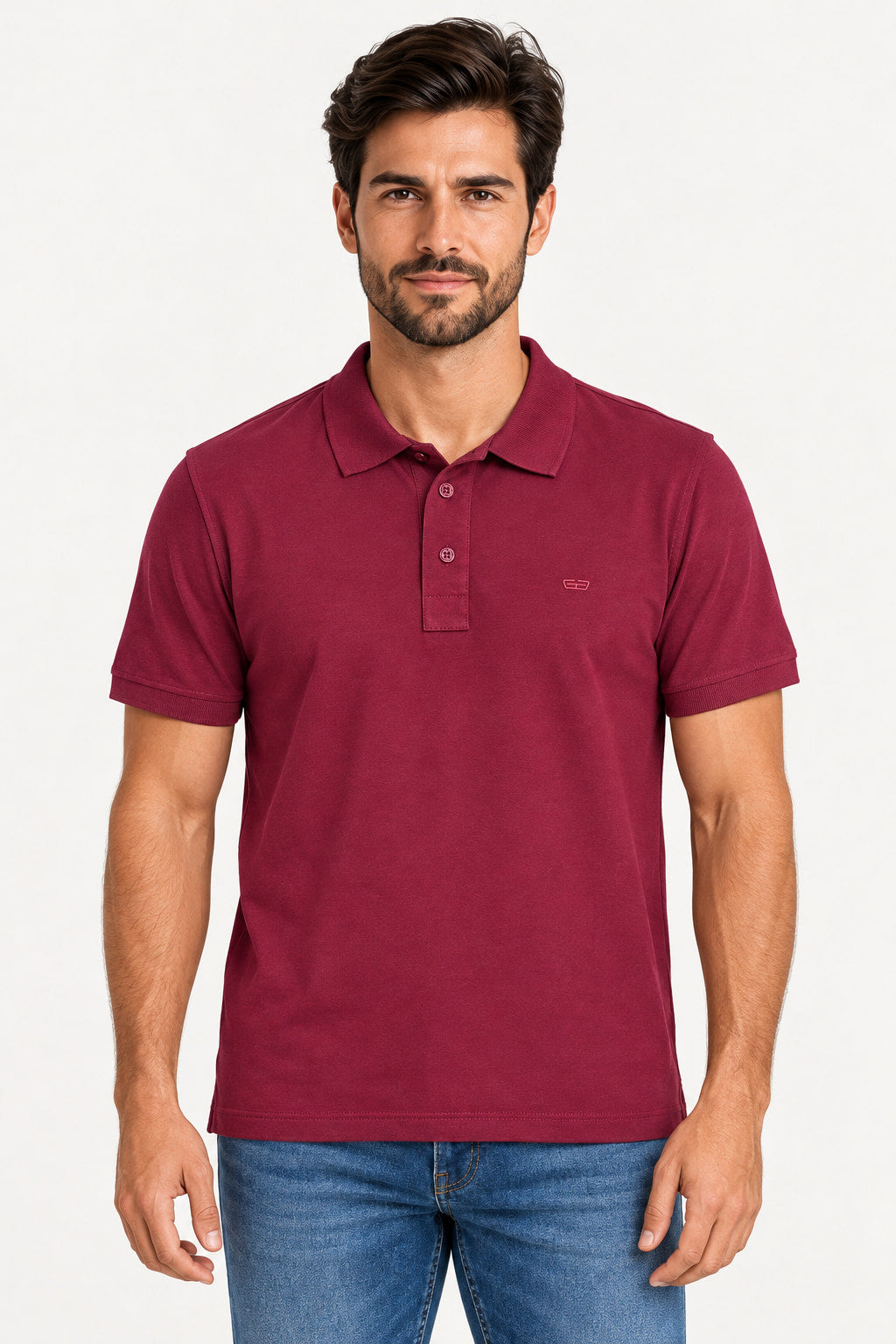Vinho | Camiseta Masculina Polo Botão Piquet Gagnoa — frente