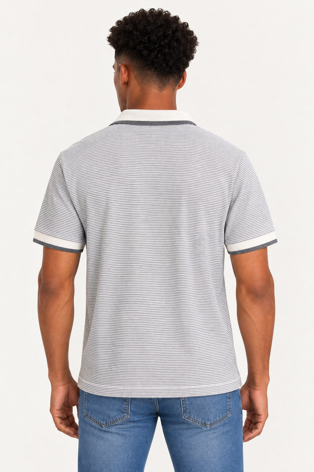 Cinza | Camiseta Polo Masculina Botão Jump Gagnoa — costas