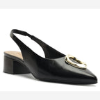 SCARPIN SLINGBACK SALTO BLOCO APLIQUE METAL PRETO C 30705 0026 0001 ANACAPRI