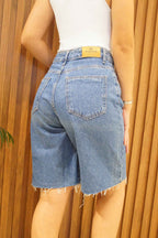 Bermuda jeans Jorts 7614 Alcance lateral feminino, comprimento coxa