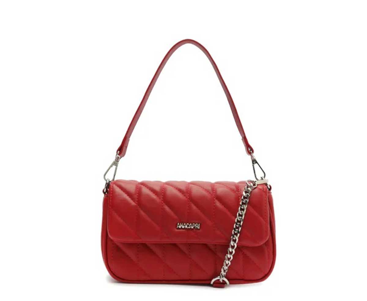 BOLSA TIRACOLO MÉDIA MATELASSÊ TRIANGULAR VERMELHA C 50036 0006 0004 ANACAPRI