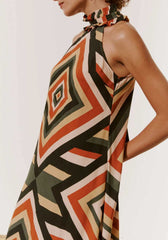 VESTIDO LONGO GOLA ALTA FENDAS 102057 CACAY