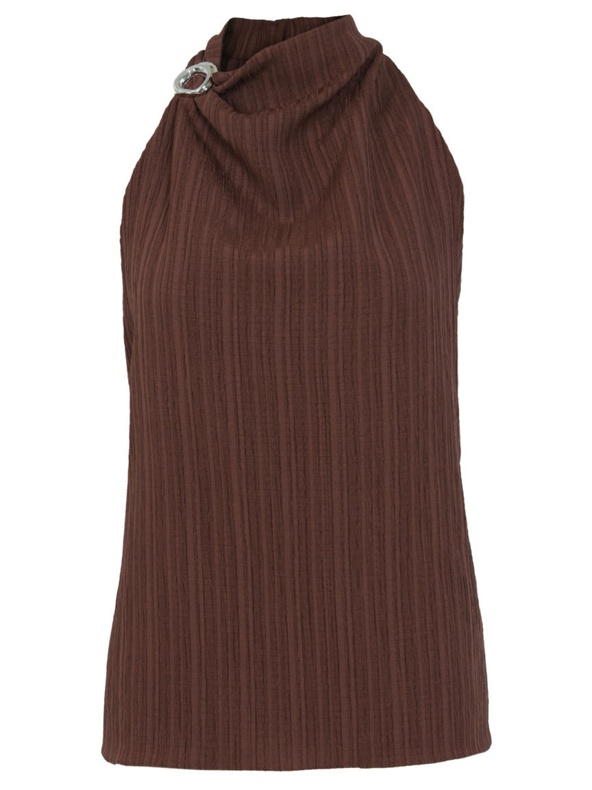 Blusa plissada metal SKENN 413128 feminina, frente com plissados estruturados