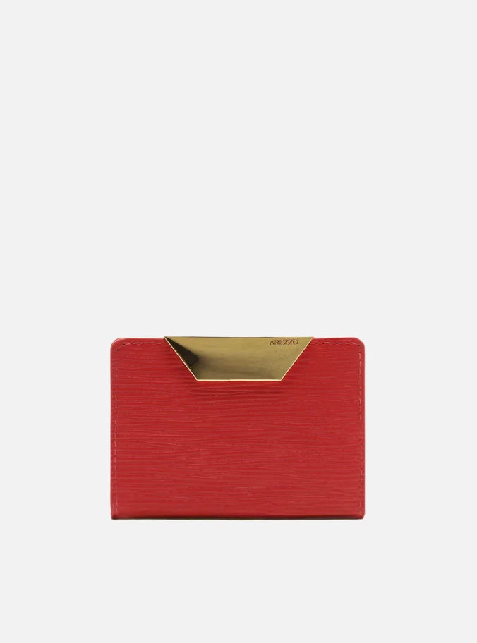 PORTA CARTÕES VERMELHO COURO WAVE PEQUENO METAL A 40011 0310 0012 AREZZO