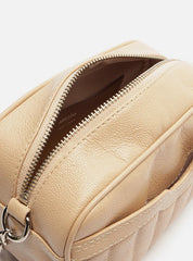 BOLSA TIRACOLO BEGE COURO FRANCINE PEQUENA A 50023 0051 0092 AREZZO