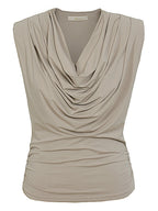 Blusa degage Begonia Skenn feminina, vista frontal do decote