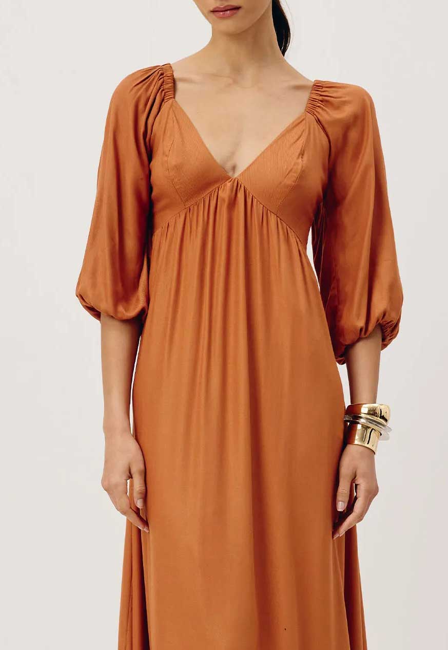 VESTIDO MIDI PONTAS MANGA BUF 104682 CACAY Imagem secundária do produto