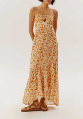 VESTIDO LONGO BUSTO FRANZIDO BARRA 100832 CACAY