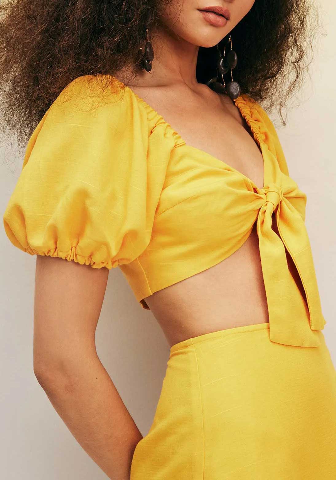 Blusa cropped nó manga Cacay 101378 feminina, vista frontal