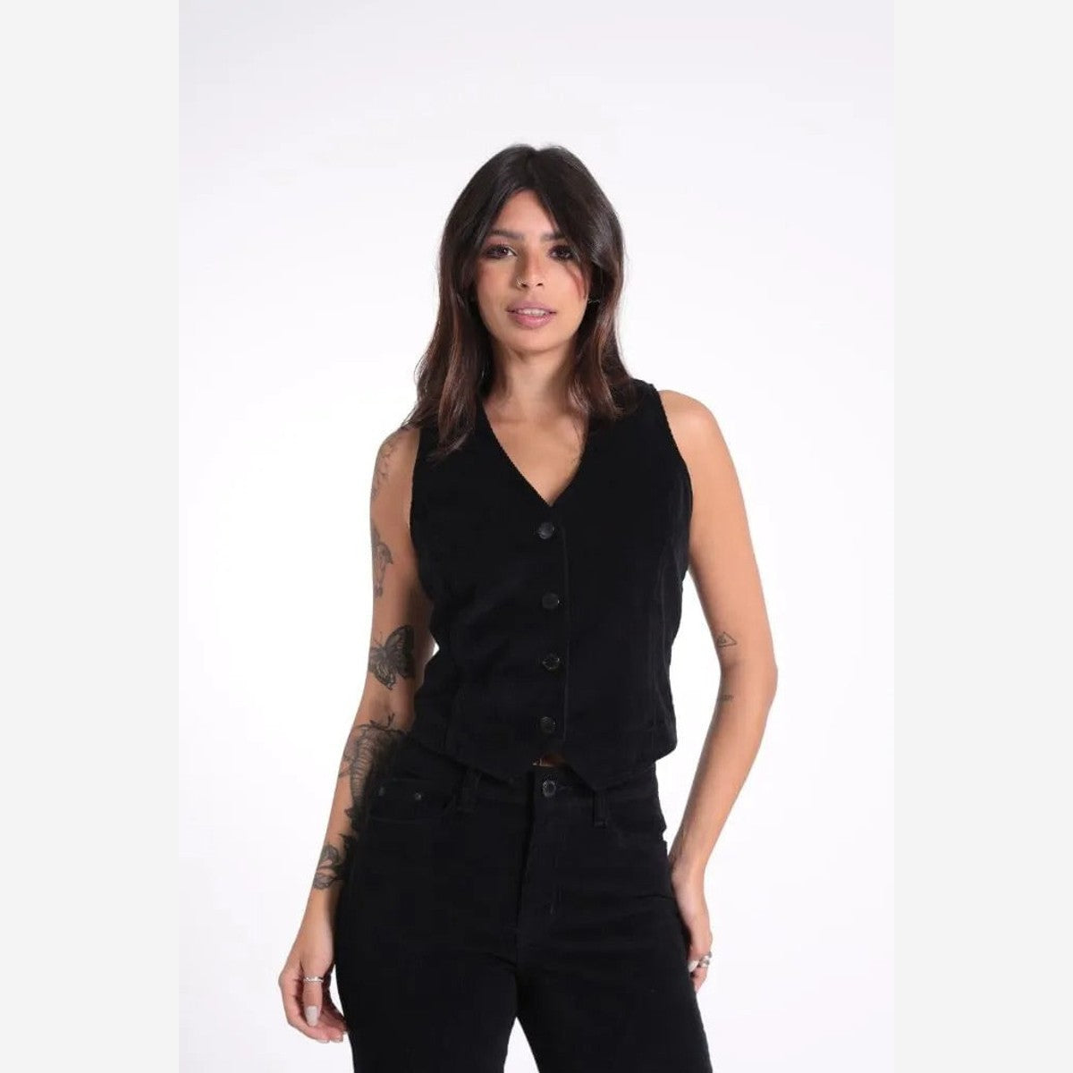 BLUSA COLETE RECORTES VELUDO COFEM00027 REVANCHE Imagem secundária do produto