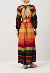 VESTIDO MIDI AMARRAÇÃO COSTAS ESTAMP 104850 CACAY