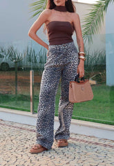 CALÇA JEANS WIDE LEG LEOPARD 8358 ALCANCE