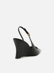 SCARPIN PRETO COURO SALTO ANABELA SLINGBACK A 13701 0002 0009 AREZZO