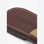 SANDÁLIA RASTEIRA X SCHUTZ BEGE LOGO MARROM S 20889 0115 0045 SCHUTZ