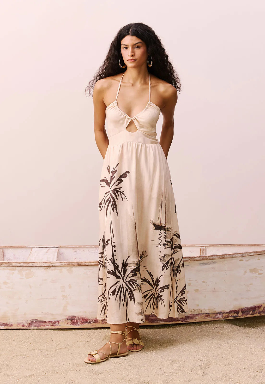 VESTIDO MIDI DECOTE V RECORTE 105498 CACAY