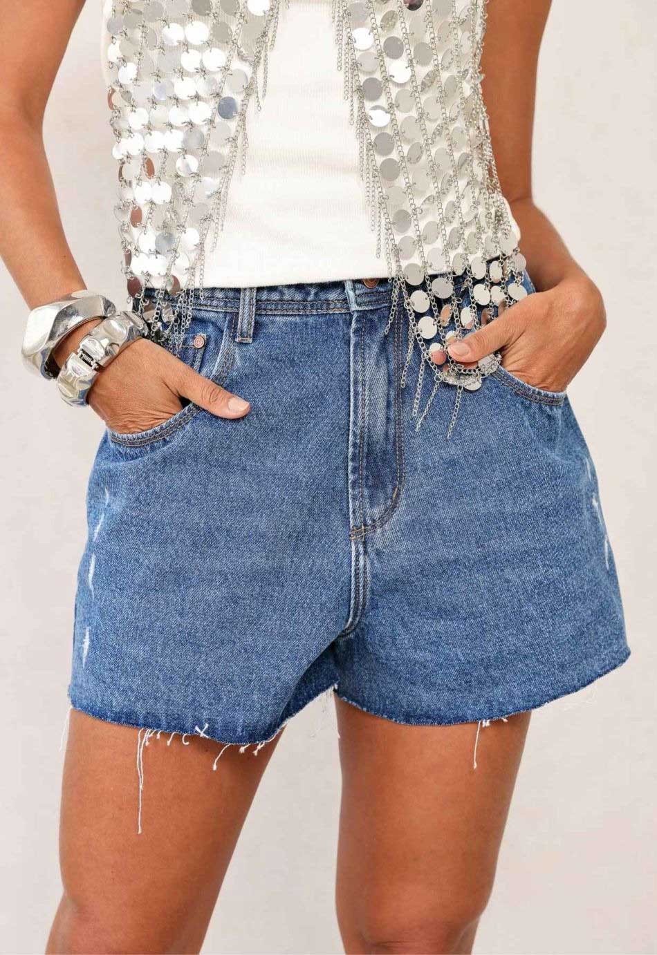 SHORTS JEANS MOM MEDIO PUIDOS 8048 ALCANCE