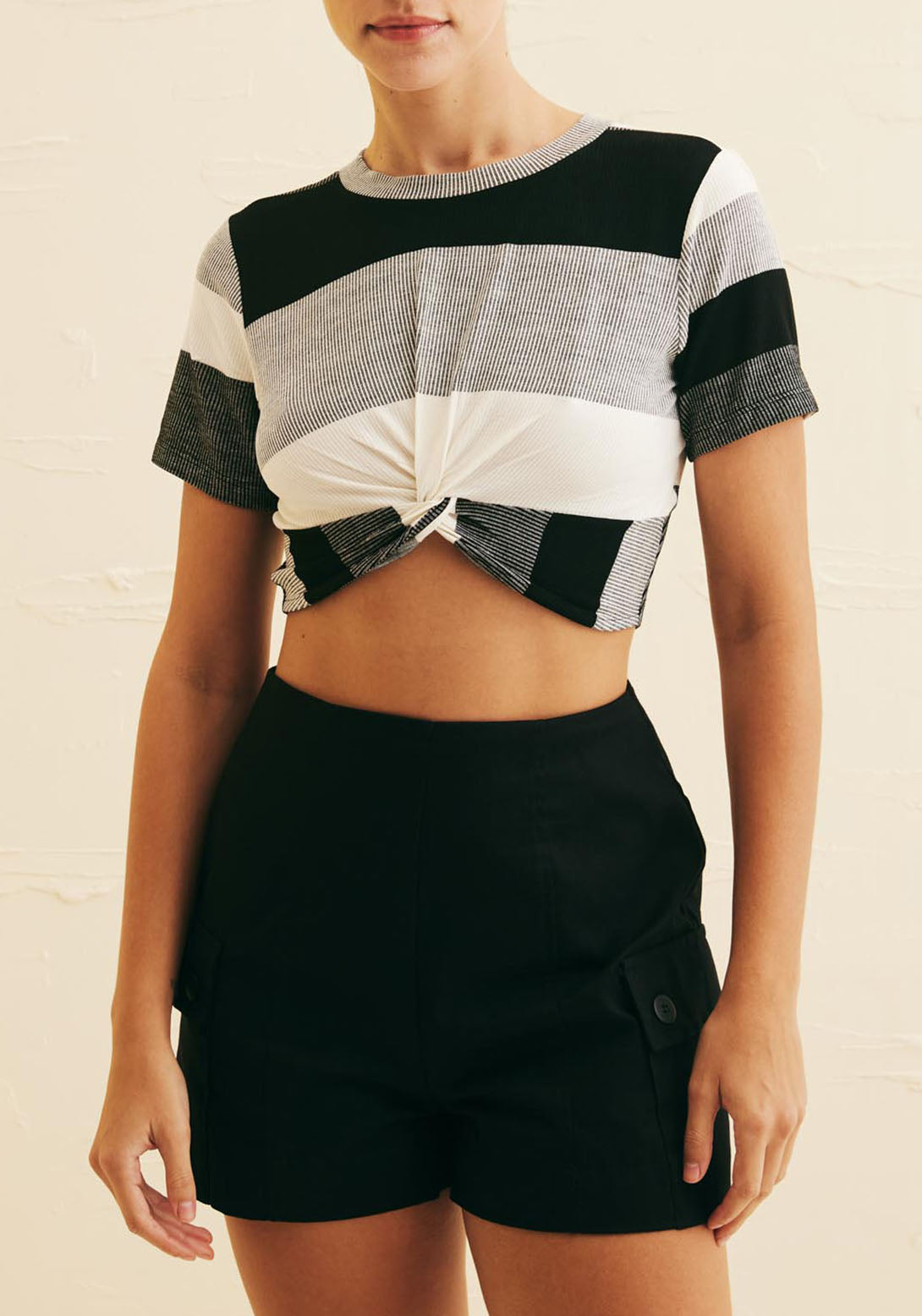 Blusa cropped nó manga curta Cacay 103079 feminina, vista frente