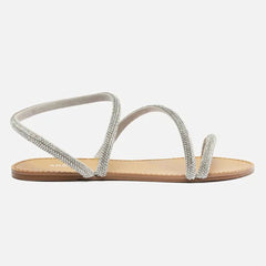 SANDÁLIA RASTEIRA PRATEADA STRASS TIRA CURVA A 10176 1104 0002 AREZZO