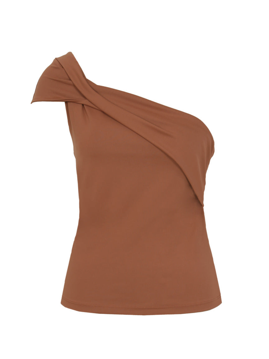 Look completo blusa ombro drapeados SKENN feminina