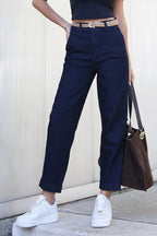 CALÇA JEANS MOM ESCURA BARRA ITALIANA CAFEM00147 REVANCHE