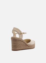 SANDÁLIA ESPADRILLE OFF WHITE TECIDO PLATAFORMA PALHA A 13105 0015 0001 AREZZO