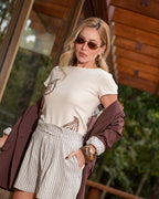 Blusa bandagem bordado Skenn detalhe costas bordado
