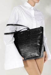 BOLSA GRANDE SHOPPING CROCO PRETA S 50015 0766 0004 SCHUTZ