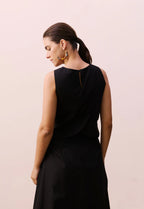 Blusa transpassada costas Cacay, vista traseira e cruzamento
