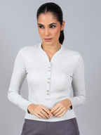 Blusa rib Skenn, comprimento e bainha da peça