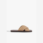 SANDÁLIA RASTEIRA X SCHUTZ BEGE LOGO MARROM S 20889 0115 0045 SCHUTZ