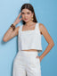 Blusa linho bordado 403187 cor natural frente, detalhe bordado feminino Skenn