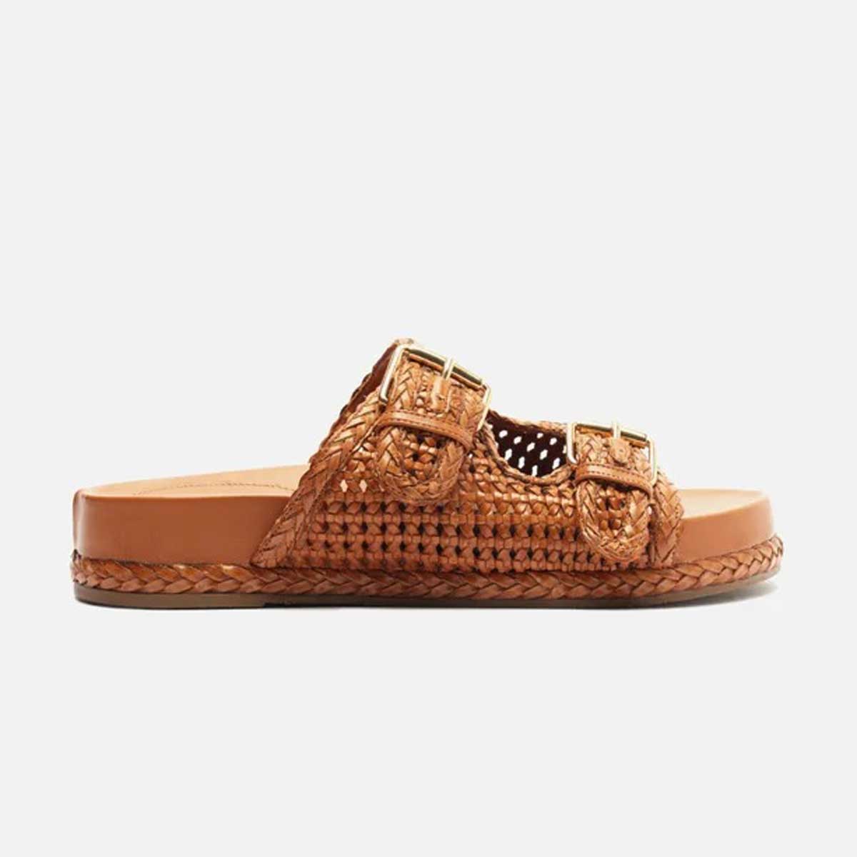 SANDÁLIA PAPETE MARROM TRAMADA FIVELAS A 13562 0001 0001 AREZZO