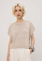 Detalhe do padrão flame na blusa tricot Cacay para mulher