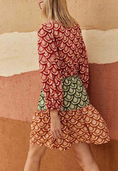 VESTIDO CURTO TRICOLOR MG LONGA 104415 CACAY