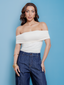 Blusa ombro drapeado Skenn feminina frontal