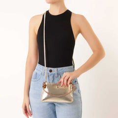 BOLSA TIRACOLO PEQUENA ALÇA STRASS DOURADA C 50016 0559 0006 ANACAPRI