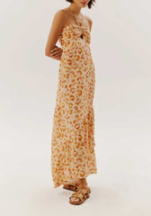 VESTIDO LONGO BUSTO FRANZIDO BARRA 100832 CACAY