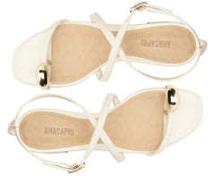 SANDÁLIA SALTO BLOCO TIRAS FINAS ADORNO BRANCO C 30489 0090 0009 ANACAPRI