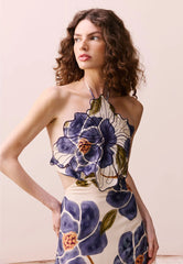 VESTIDO LONGO FLOR BORDADO 105814 CACAY